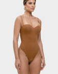 Monica - One-Piece Thong Bodysuit with Underwire, Removable Straps & Abdomen Shaping