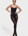 Monica - One-Piece Thong Bodysuit with Underwire, Removable Straps & Abdomen Shaping