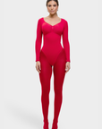 Stefanie Long Sleeve - Sculpting Bodysuit – Seamless Thong, Chest Support & Tummy Control