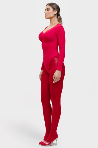 Stefanie Long Sleeve - Sculpting Bodysuit – Seamless Thong, Chest Support & Tummy Control