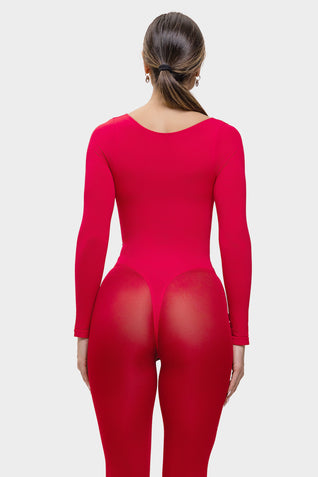 Stefanie Long Sleeve - Sculpting Bodysuit – Seamless Thong, Chest Support & Tummy Control