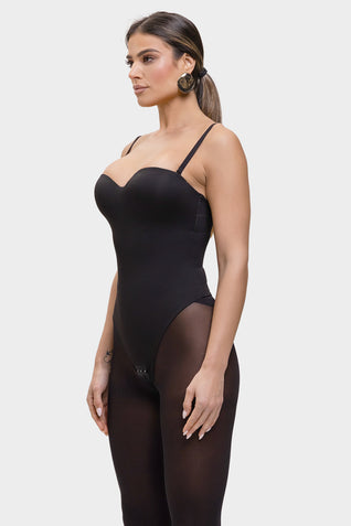 Monica - One-Piece Thong Bodysuit with Underwire, Removable Straps & Abdomen Shaping