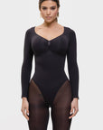 Stefanie Long Sleeve - Sculpting Bodysuit – Seamless Thong, Chest Support & Tummy Control