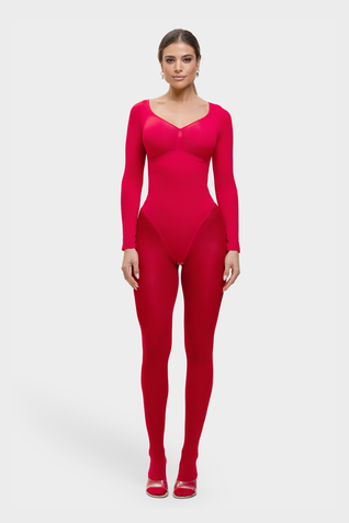 Stefanie Long Sleeve - Sculpting Bodysuit – Seamless Thong, Chest Support & Tummy Control