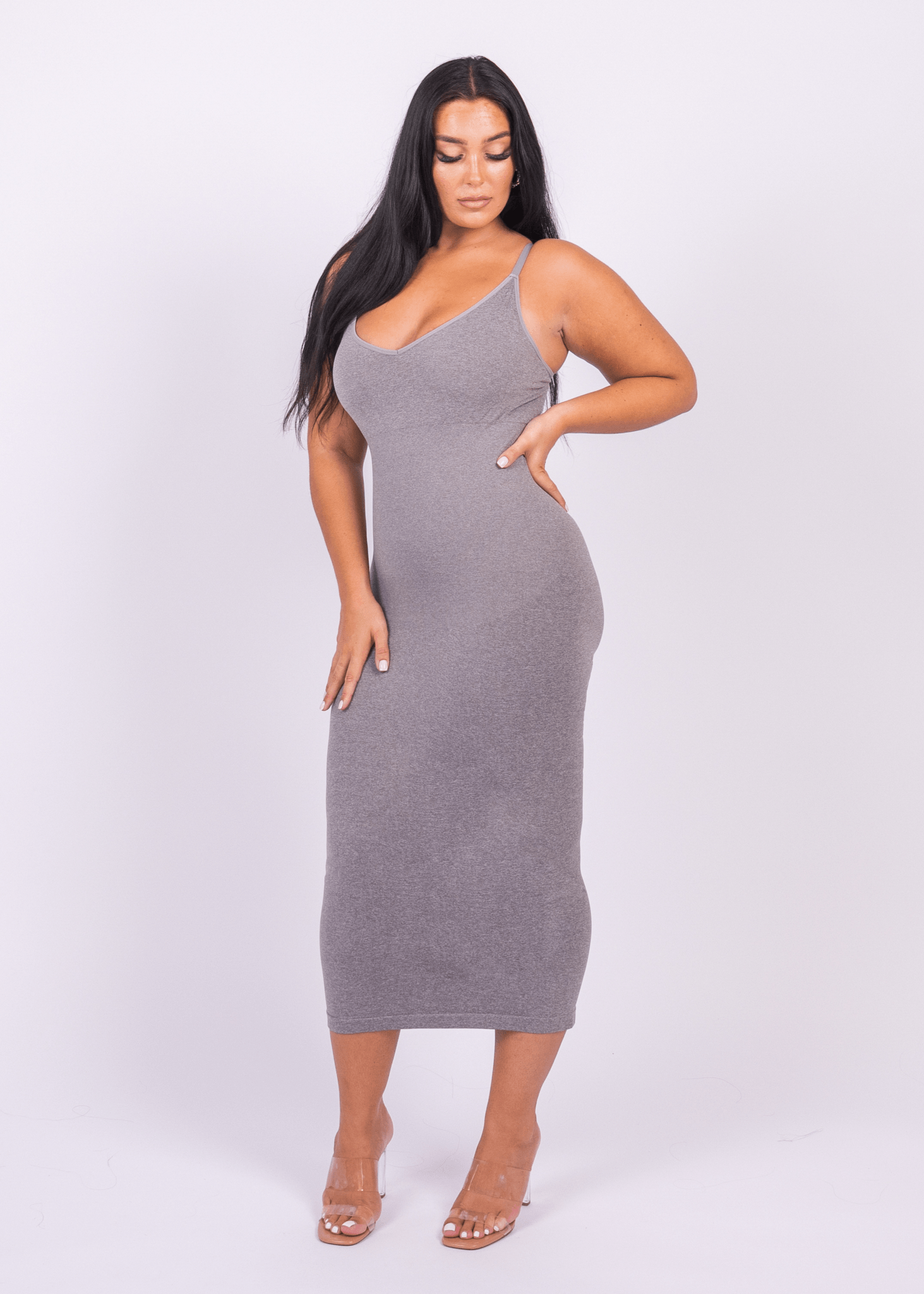 Azura - Shaper Maxi Jurk V-Hals En Spaghetti Schouderbandjes - Bella Fit™