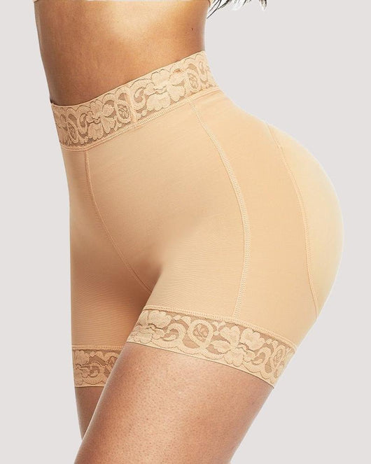 Cindy - High Waist Lace Butt Lifter Tummy Control Panty - Bella Fit USSBeige