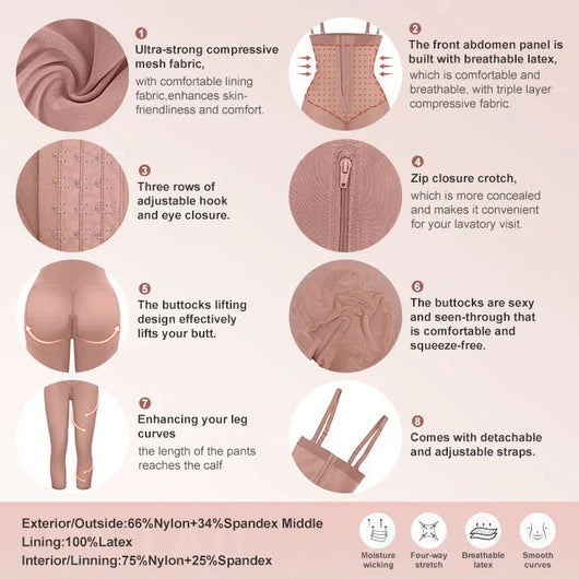 Felicia Long Powernet® - Core Sculpt 7/8 Length Body Shaper - Bella Fit USSBeige