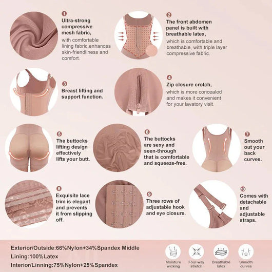 Felicia Short Powernet® - Core Sculpt Open Bust Shaping Bodysuit - Bella Fit USSBlack