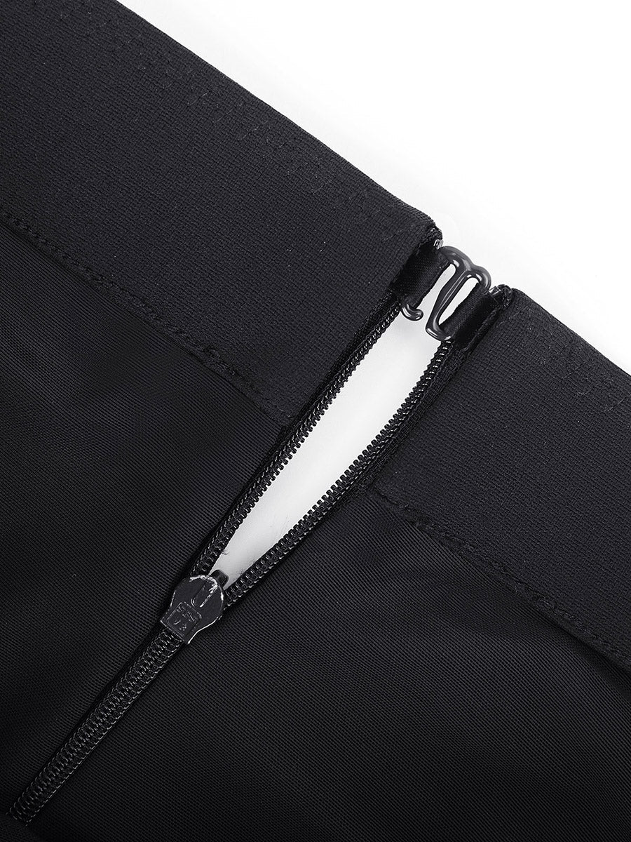 Larisa - Waist Trimming Straight-leg Pants with Built-in Shaping Shorts - Bella Fit USSBlack