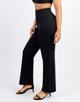 Larisa - Waist Trimming Straight-leg Pants with Built-in Shaping Shorts - Bella Fit USSBlack