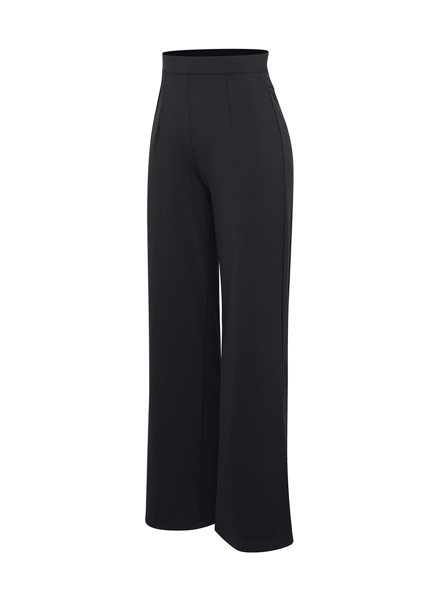 Larisa - Waist Trimming Straight-leg Pants with Built-in Shaping Shorts - Bella Fit USSBlack