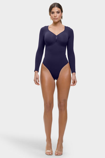 Stefanie Long Sleeve - Sculpting Bodysuit – Seamless Thong, Chest Support & Tummy Control