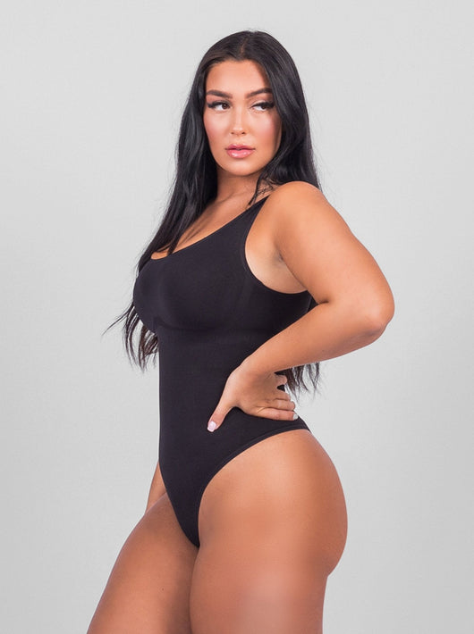 Olivia - Shaping Scoop Tank Thong Bodysuit - Bella Fit USXS/SBlack