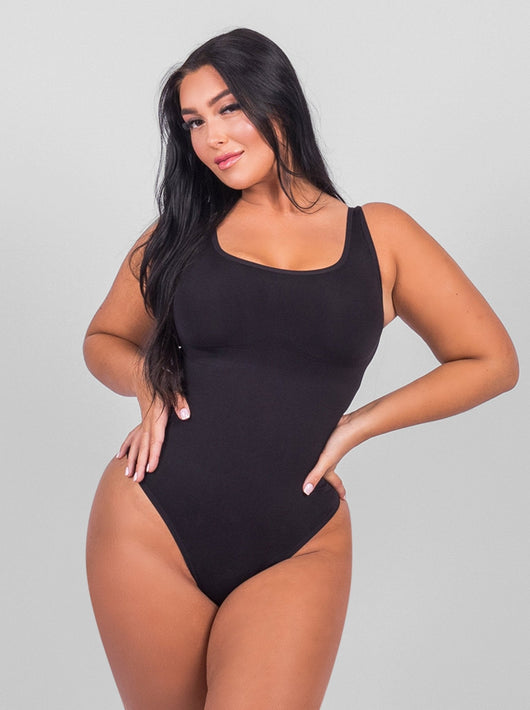Olivia - Shaping Scoop Tank Thong Bodysuit - Bella Fit USXS/SBlack