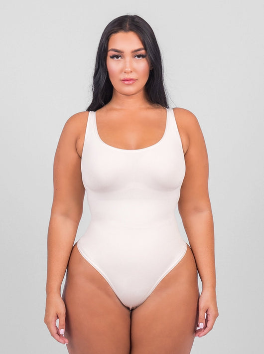 Olivia - Shaping Scoop Tank Thong Bodysuit - Bella Fit USXS/SBeige