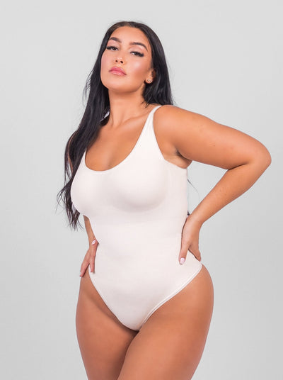 Olivia - Shaping Scoop Tank Thong Bodysuit - Bella Fit USXS/SBeige