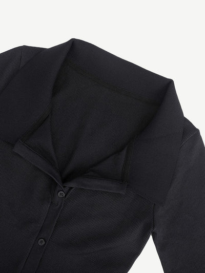 Raven - Shapewear Dress Front Button Collar - Bella Fit USXS/SBlack