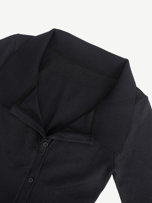 Raven - Shapewear Dress Front Button Collar - Bella Fit USXS/SBlack