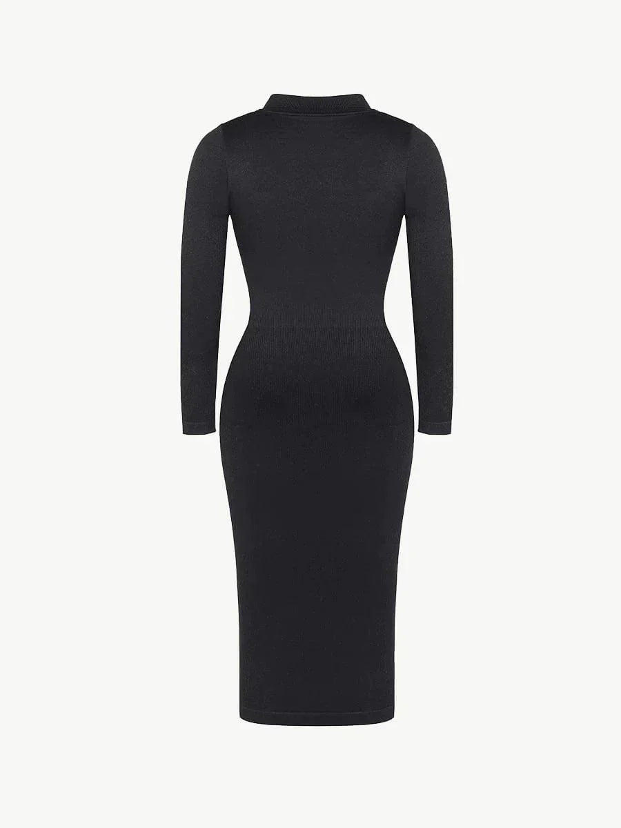 Raven - Shapewear Dress Front Button Collar - Bella Fit USXS/SBlack