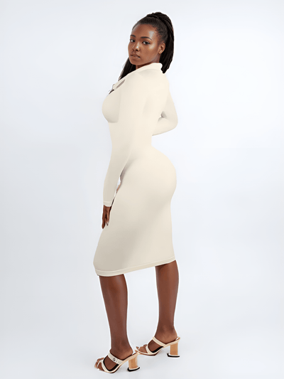 Raven - Shapewear Dress Front Button Collar - Bella Fit USXS/SWhite