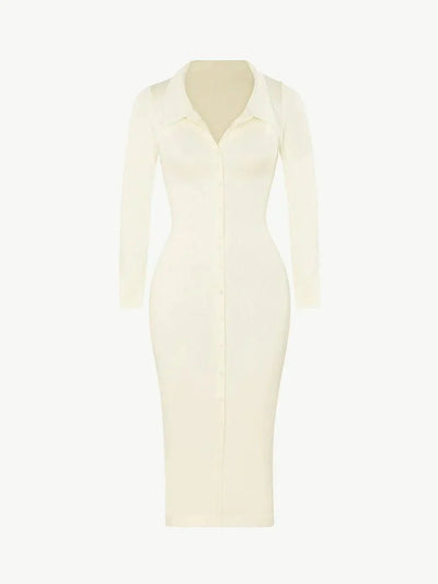 Raven - Shapewear Dress Front Button Collar - Bella Fit USXS/SBlack