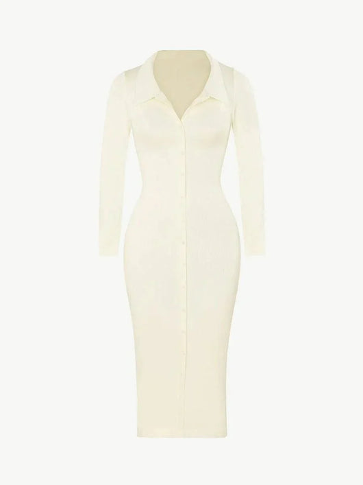 Raven - Shapewear Dress Front Button Collar - Bella Fit USXS/SBlack