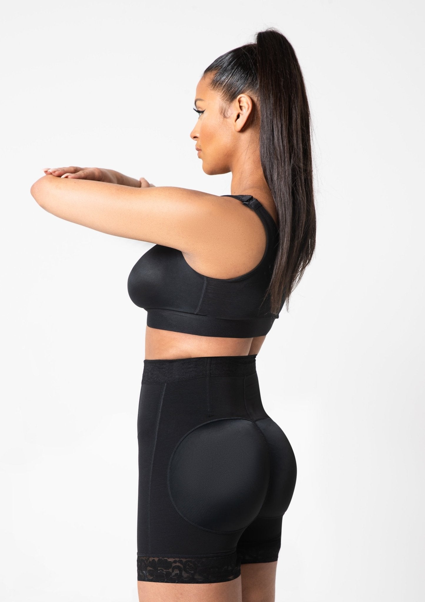 Rose - Booty Lifting Shorts With Front Zipper - Bella Fit USSBlack