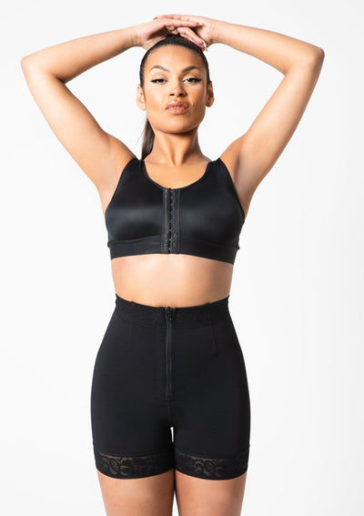 Rose - Booty Lifting Shorts With Front Zipper - Bella Fit USSBlack