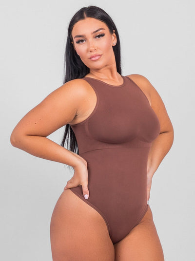 Solana - Sleeveless High Neck Bodysuit - Bella Fit USXS/SBrown