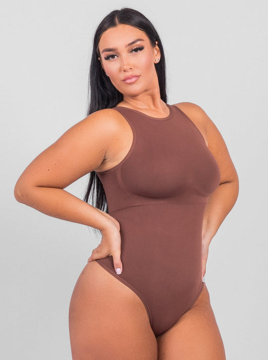 Solana - Sleeveless High Neck Bodysuit - Bella Fit USXS/SBrown