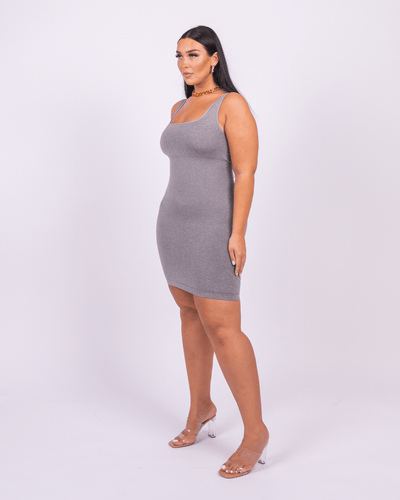Valencia - Built-In 360° Contour Midi Shaping Dress - Bella Fit USXS/SGrey