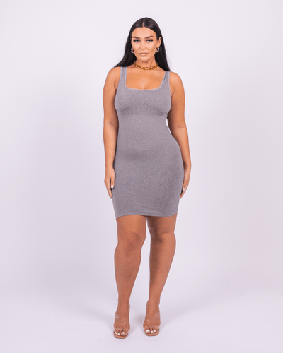 Valencia - Built-In 360° Contour Midi Shaping Dress - Bella Fit USXS/SGrey