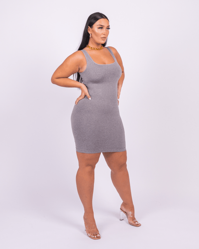 Valencia - Built-In 360° Contour Midi Shaping Dress - Bella Fit USXS/SGrey