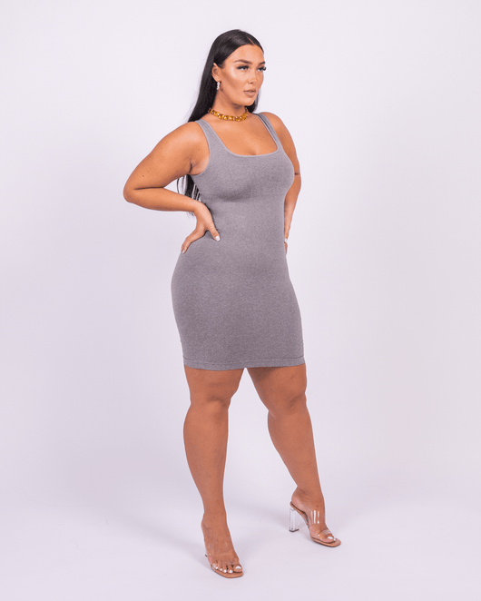 Valencia - Built-In 360° Contour Midi Shaping Dress - Bella Fit USXS/SGrey